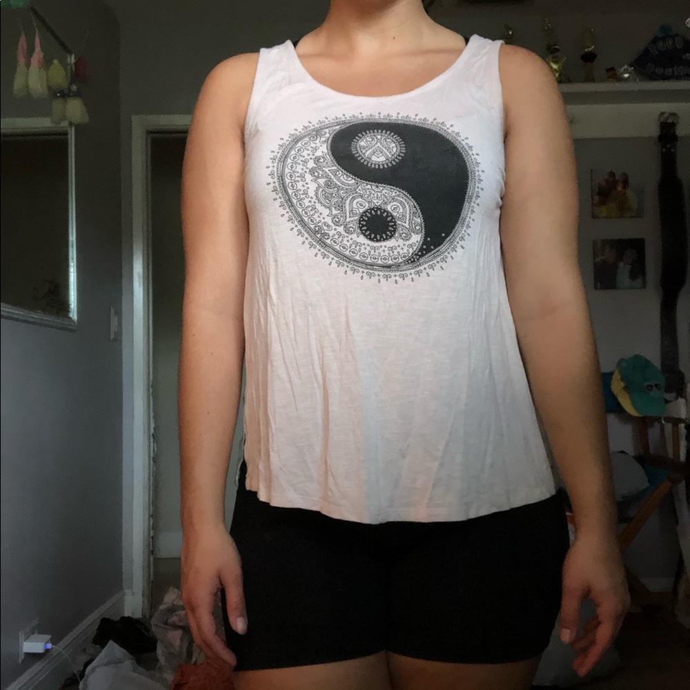 Yin and yang pink tank top